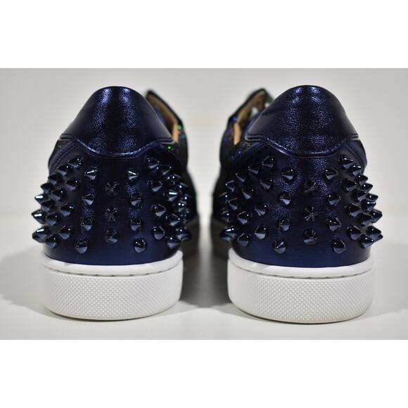 Christian Louboutin Vieira 2 Flat Spikes Blue Night Lace Up Low Top Sneaker 41 - Picture 11 of 12